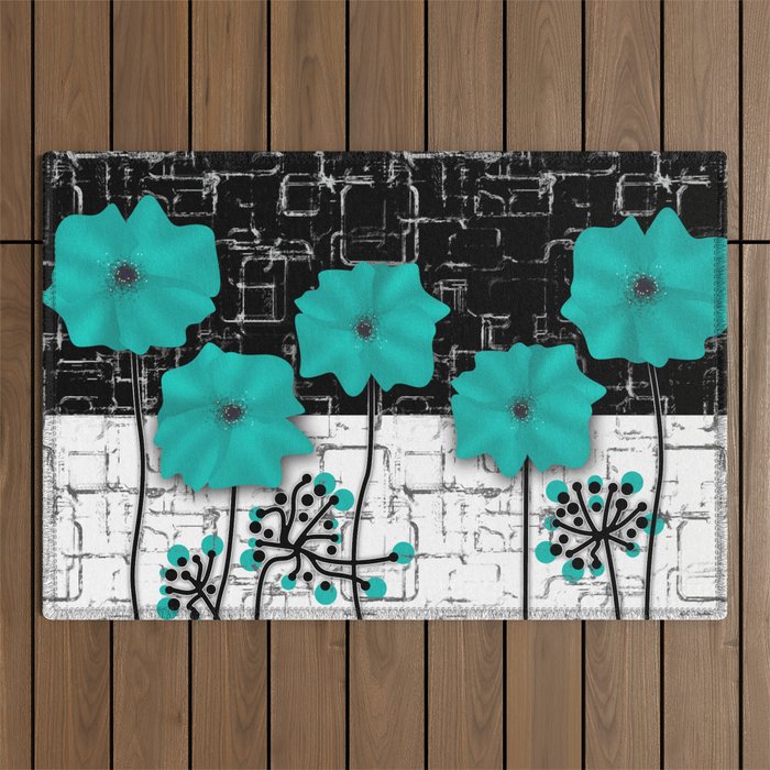 Dry Flowers on Turquoise Background