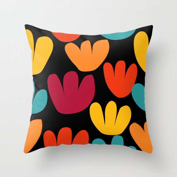 Colorful Bloom - Yellow & Red Throw Pillow