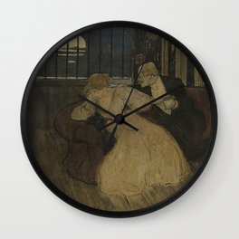 Theophile Alexandre Steinlen - Heer in rok tracht een twijfelende dame op een sofa te overreden Wall Clock