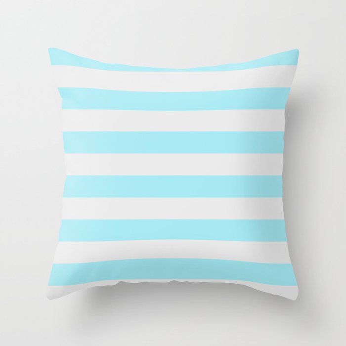 Stripe Very Soft Cyan Blue and Light Gray Lines Throw Pillow by