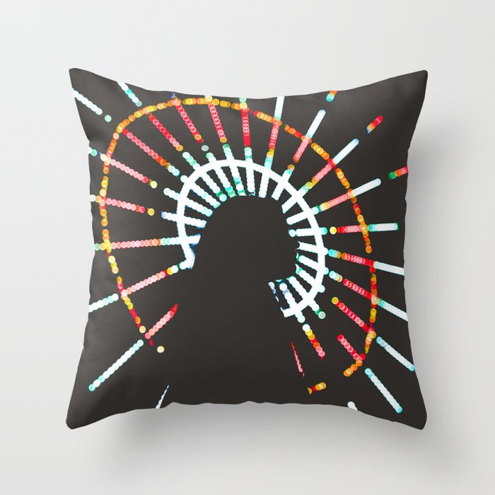 Silhouette Of A Woman By A Ferris Wheel Throw Pillow