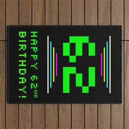 [ Thumbnail: 62nd Birthday - Nerdy Geeky Pixelated 8-Bit Computing Graphics Inspired Look Outdoor Rug ]