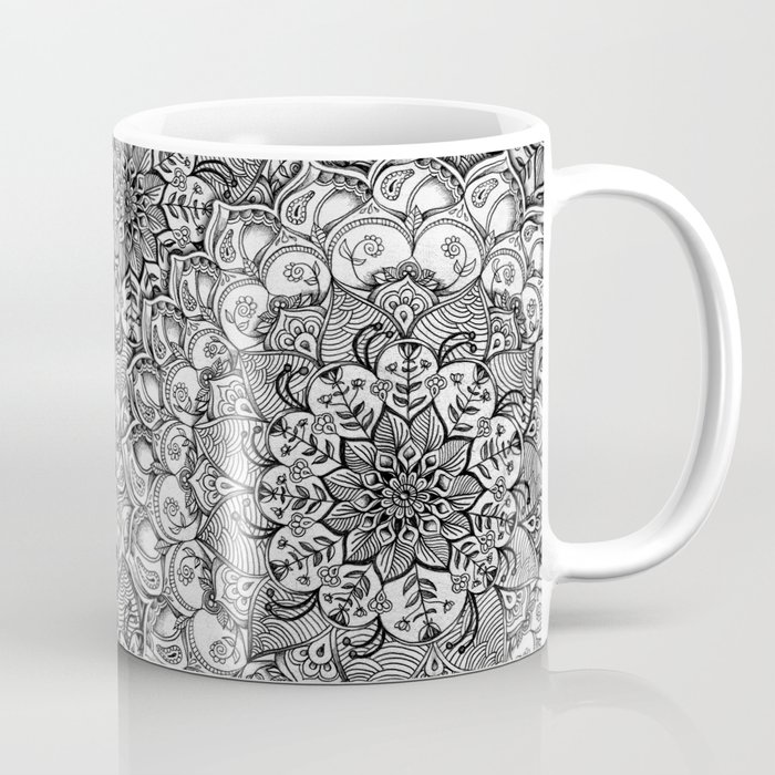 Shades of Grey - mono floral doodle Coffee Mug