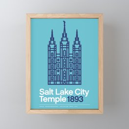 Salt Lake City Temple - Aqua Blue Framed Mini Art Print