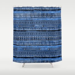 Cool Blue Jeans Denim Patchwork Design Shower Curtain