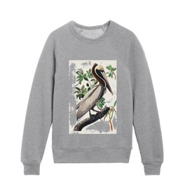 Brown Pelican from Birds of America (1827) by John James Audubon  Kids Crewneck