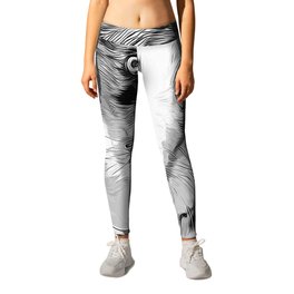 australian shepherd aussie dog puppy vector art black white Leggings