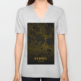 SYDNEY GOLD CITY MAP V Neck T Shirt