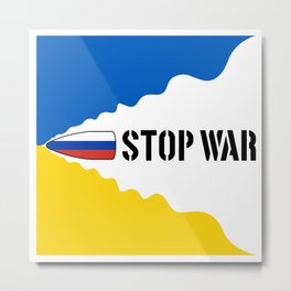 Concept stop the war in Ukraine Metal Print | Russia, Sign, Stop, Independence, Ukraine, Torn, Aggression, Ak47, Peace, Military 