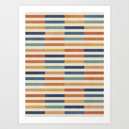 Horizontal Stripes Orange Blue Art Print