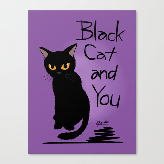 Black cat and you Canvas Print