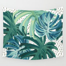 Tropical Palms, Green and Blue, Abstract Wall Tapestry