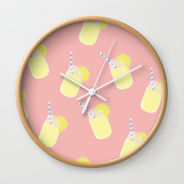 Mason Jar Lemonade Pattern Wall Clock