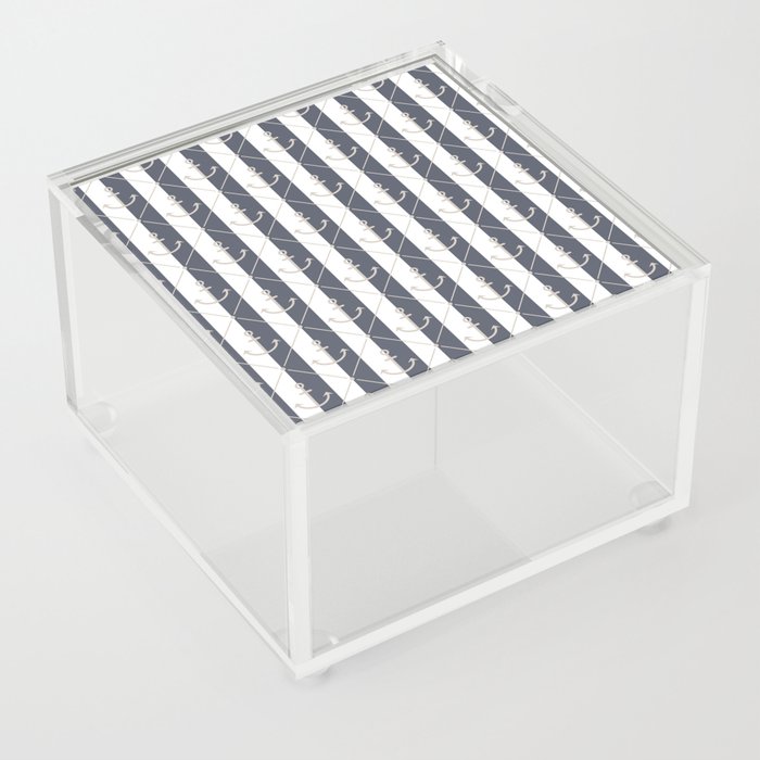 Sand Beige Anchor Pattern on White and Dark Gray Acrylic Box