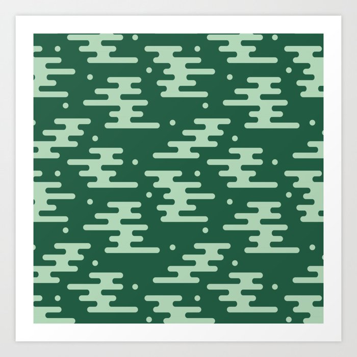 Abstract Waves pattern green Art Print