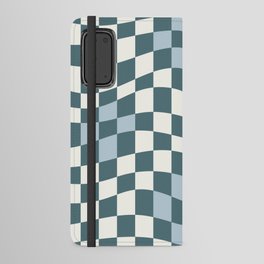 blue green wavy checked Android Wallet Case