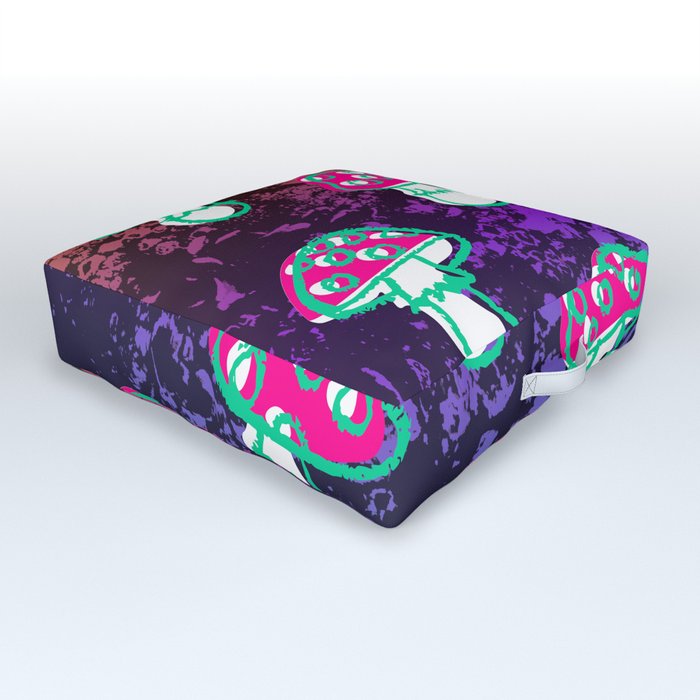 Jewel Tone Mushroom Sketch Pattern Outdoor Floor Cushion