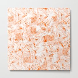 orange tropical leaves pattern Metal Print