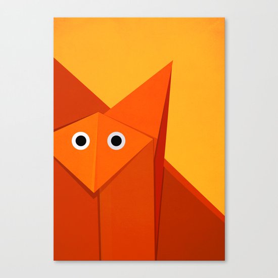 Geometric Cute Origami Fox Portrait Canvas Print