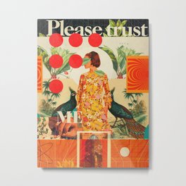 Please Trust Me Metal Print | Surrealism, Floral, 1960S, Lines, Birds, Woman, 1970S, Curated, Model, Collage 
