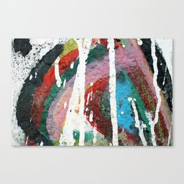 White color dripping over colorful vivid brushstrokes background texture Canvas Print