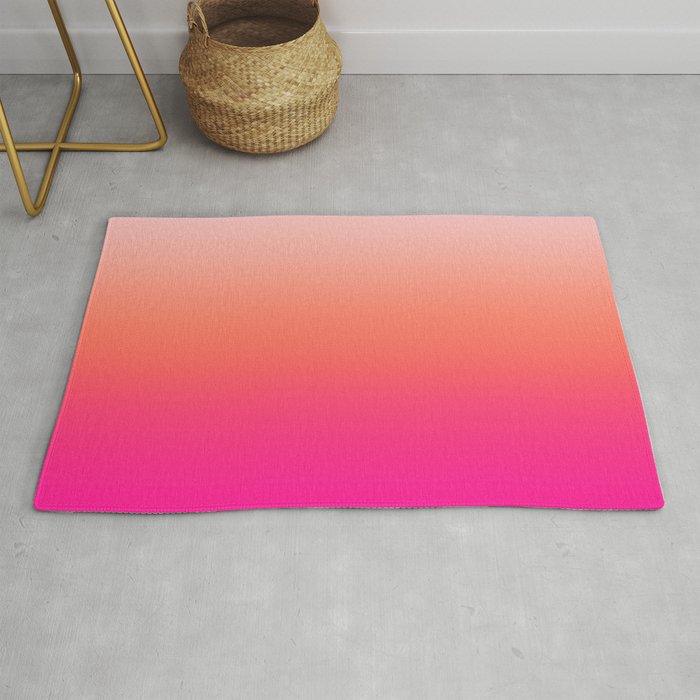 Gradient Ombre Living Coral Millennial Plastic Pink Pattern Peachy Orange Soft Trendy Cute Texture Rug
