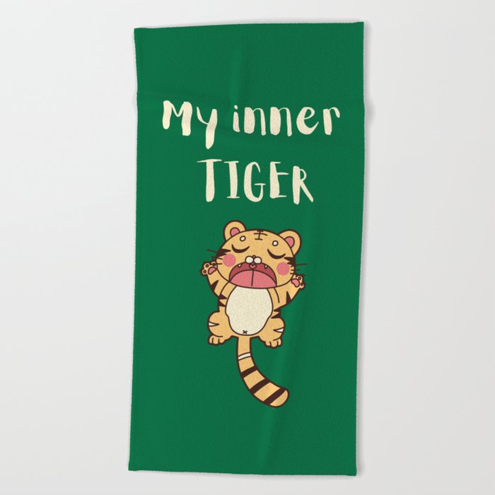 Year of a tiger cute illustration Beach Towel