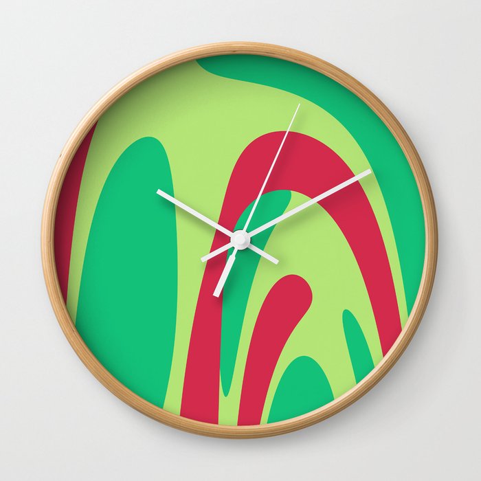 Nouveau Retro Graphic Red And Green Wall Clock By Anthonyross Nouveau Retro Graphic Red And Green Wall Clock By Anthonyross