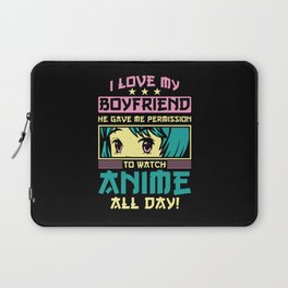 Anime boyfriend girlfriend watch anime all day Laptop Sleeve