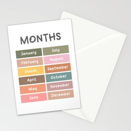 Months of the year poster for kids and toddlers Stationery Card