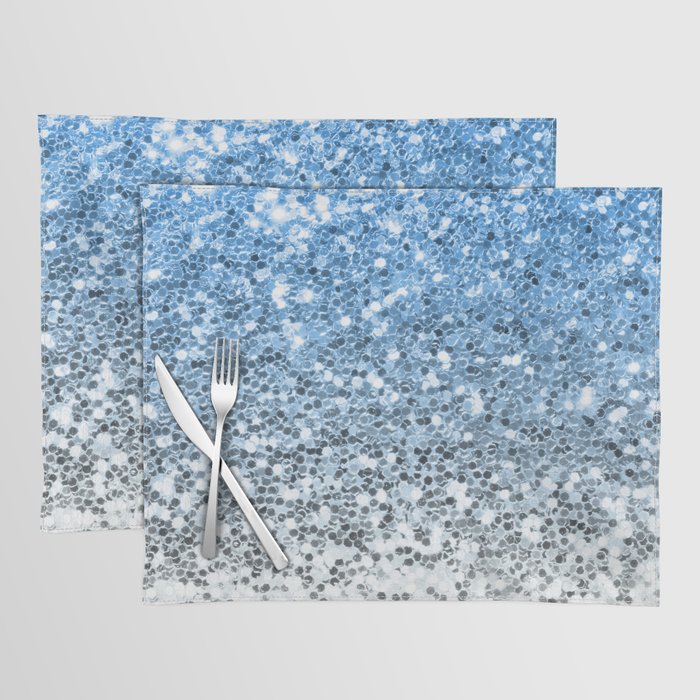 Mermaid Glitters Sparkling Blue Cute Girly Texture Placemat