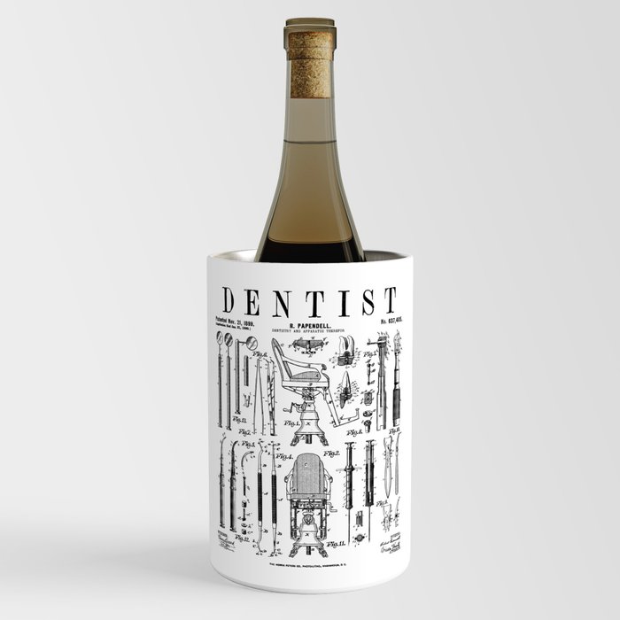 Dentist Dentistry Dental Tools Kit Vintage Patent Print Wine Chiller