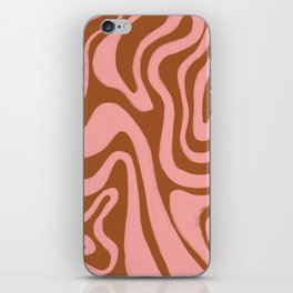 70s Retro Liquid Swirl in Burnt Orange + Pink iPhone Skin