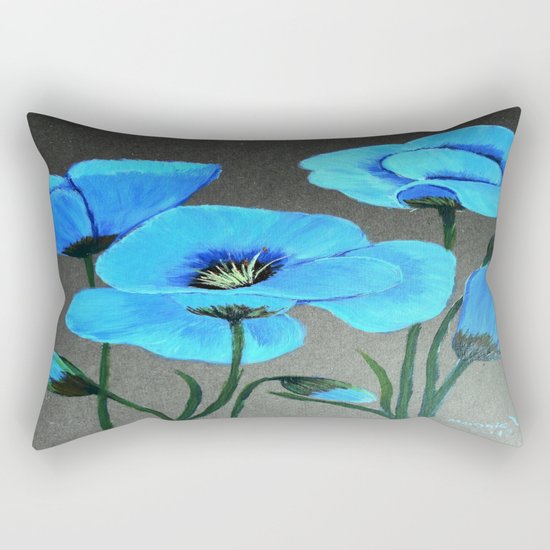 Blue poppies Rectangular Pillow