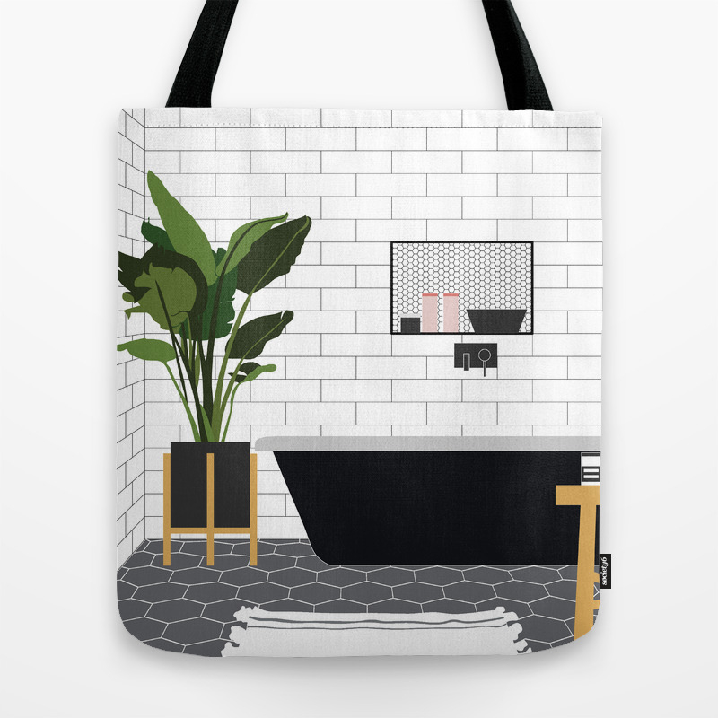 A Minimal Bathroom Tote Bag By Millicentt Society6 Minimal Bathroom Tote Bag By Millicentt