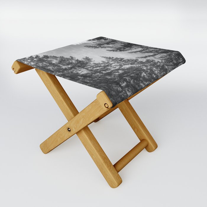 Redwood Park Black and White Folding Stool