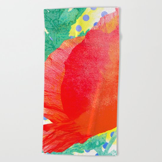 Poppy and dots Beach Towel