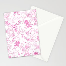 Tropical birds pink toile Stationery Cards
