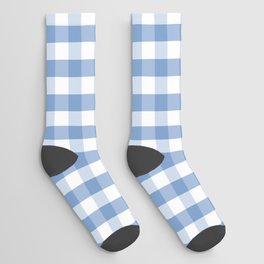 Classic Pale Blue Pastel Gingham Check Socks