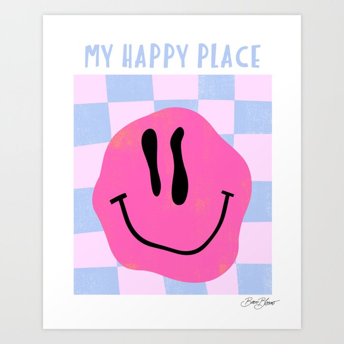 Neon Pastel Smiley Art Print