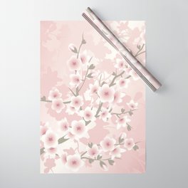 Apricot Cherry Blossom | Vintage Floral Wrapping Paper