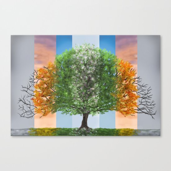 The seasons of the year in a tree Canvas Print