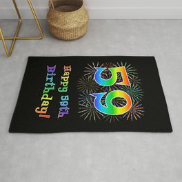 [ Thumbnail: 59th Birthday - Fun Rainbow Spectrum Gradient Pattern Text, Bursting Fireworks Inspired Background Rug ]