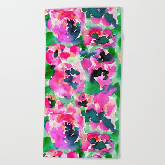 Abstract Flora Green Beach Towel
