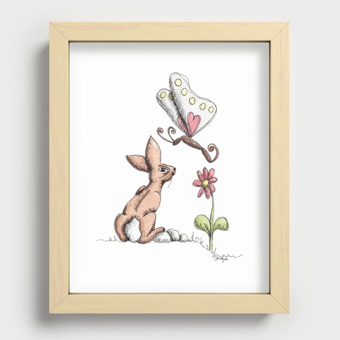Rabbit and Dragonfly Recessed Framed Print