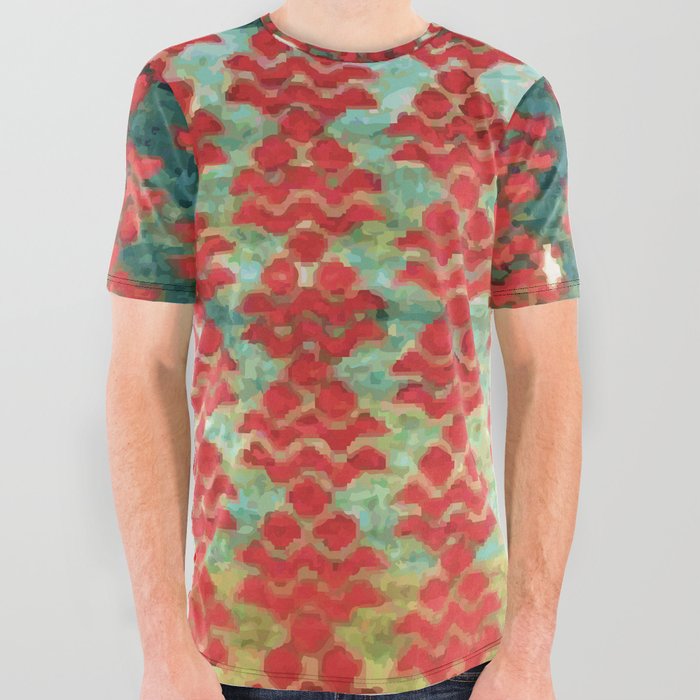 Abrashed Kurdish Rug Digital Painting All Over Graphic Tee