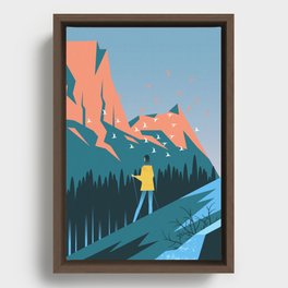 Sunset in mountains Framed Canvas