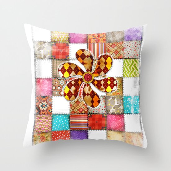 Lady Patchwork (Bulgarian Love) Throw Pillow