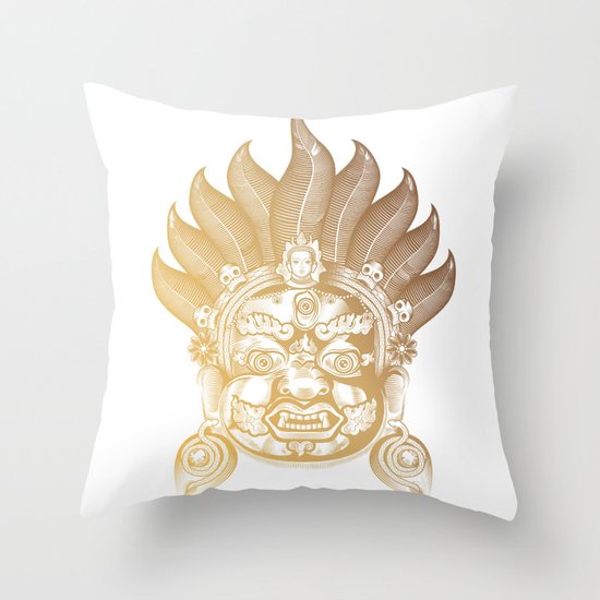 Akash Bhairav in Gold Throw Pillow