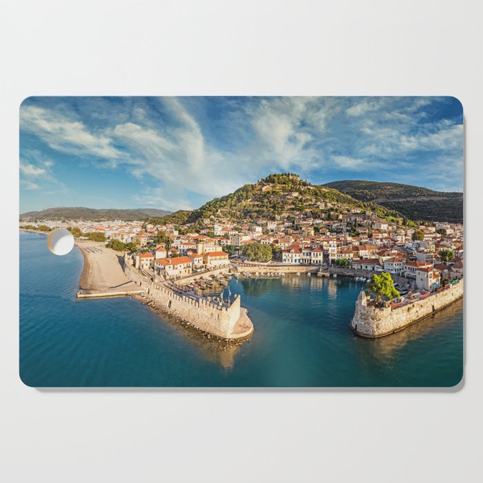 The historic port of Nafpaktos, Greece Cutting Board